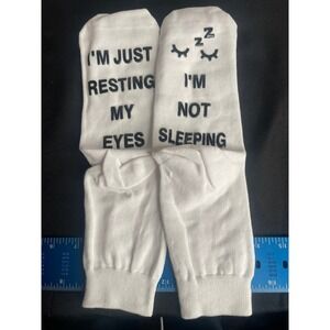 Leotruny Im Not Sleeping Im Just Resting My Eyes Novelty Crew Socks White